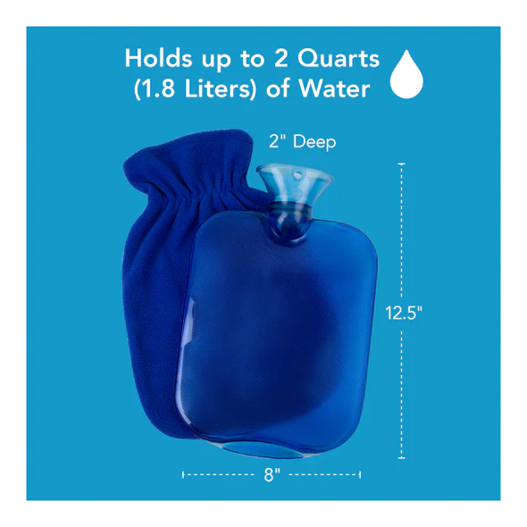 Kaufen Sie eine blaue Wärmflasche mit 2 Litern Fassungsvermögen.
